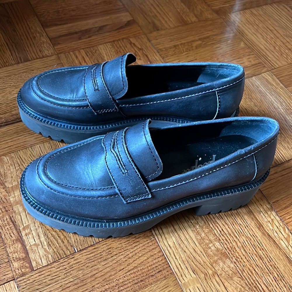 FREE PEOPLE LOAFER, chunky loafer, washed black